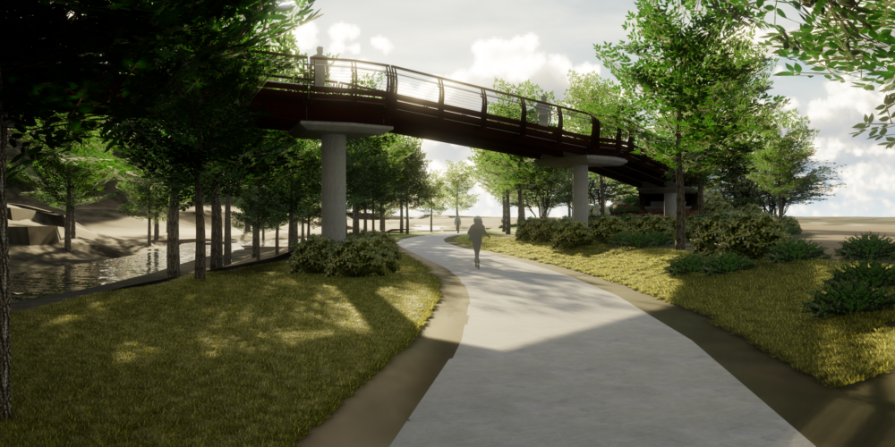 CU Boulder 23rd Street Bridge - Bike Path Crossing Rendering