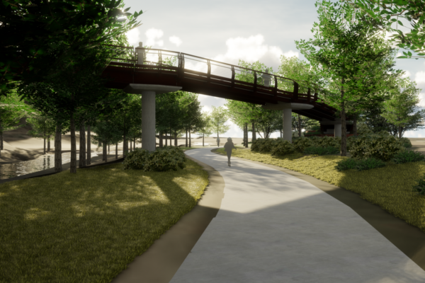 CU Boulder 23rd Street Bridge - Bike Path Crossing Rendering